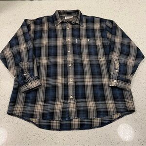 Vintage VIGADO Men's Blue and Cream Button Up Plaid Flannel Shirt Size Large